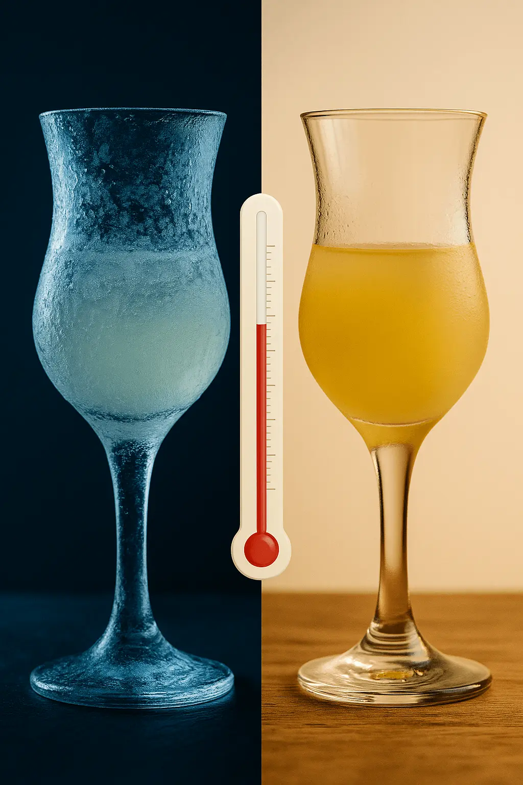 Vergelijking tussen ijskoude en perfect gekoelde limoncello serveertemperatuur