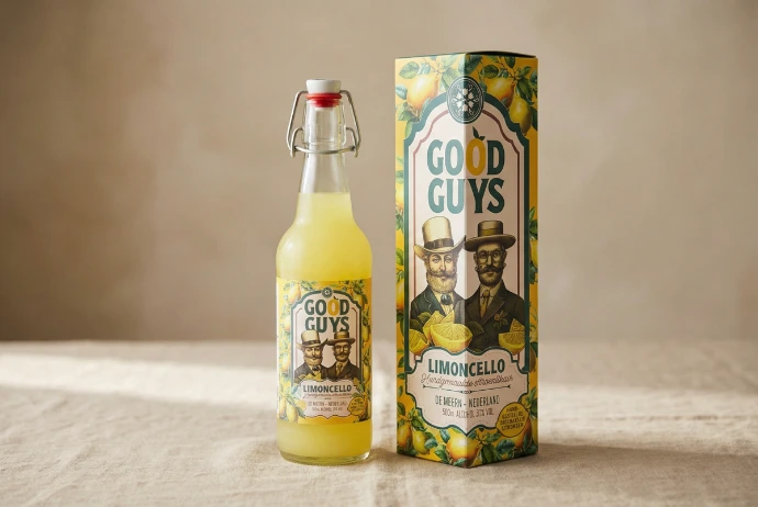 Good Guys Limoncello 500ml beugelfles in geschenkdoos, klaar als zakelijk cadeau of kerstpakket