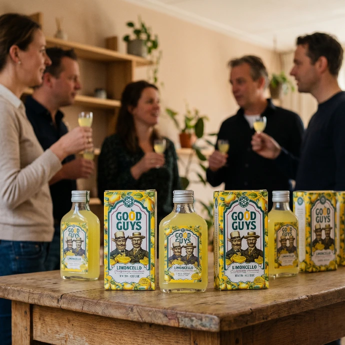 Good Guys Limoncello als relatiegeschenk tijdens een borrel