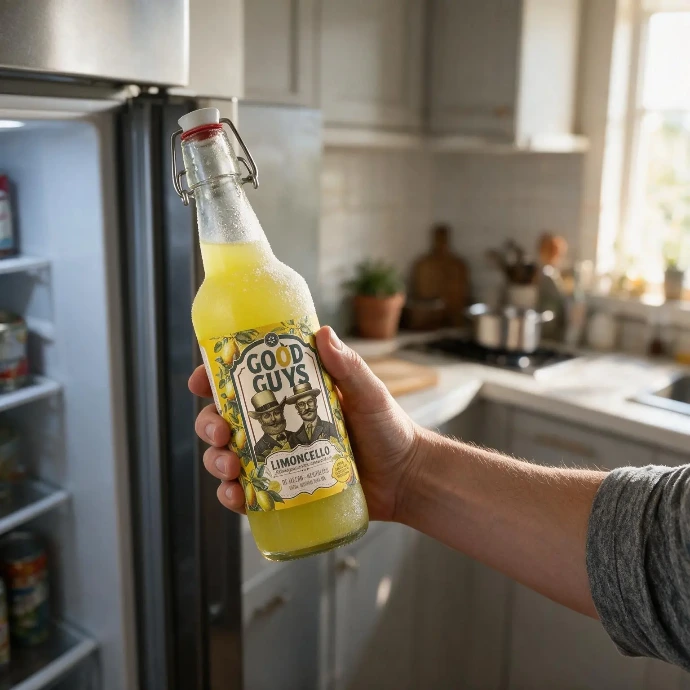 Good Guys Limoncello beugelfles ijskoud uit de vriezer, cadeau geven en samen proeven